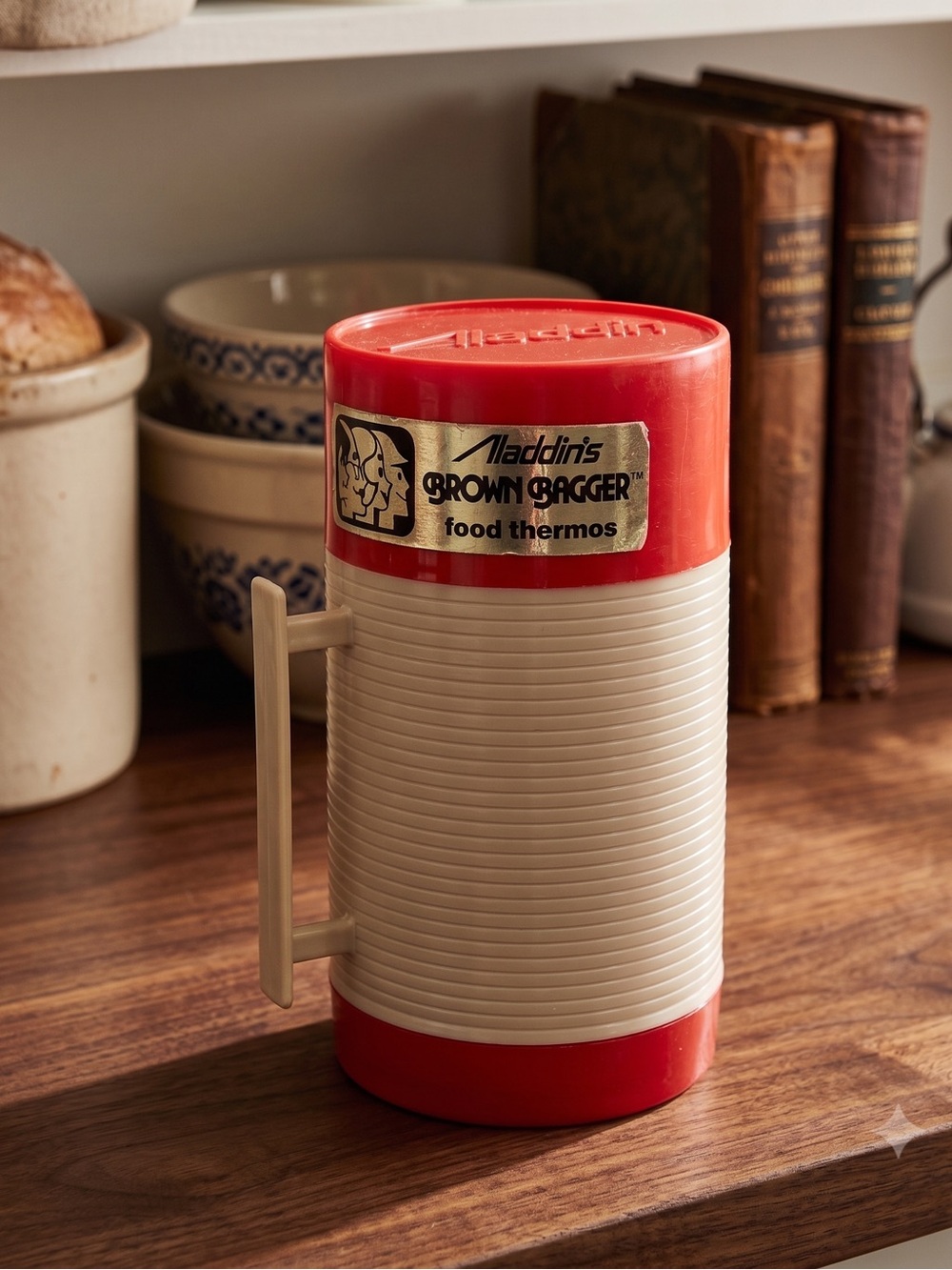 🌸 Vintage Aladdin Brown Bag Thermos